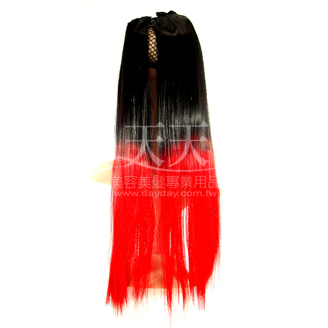 派迪漸層雙色染4扣髮片簾(黑+紅)