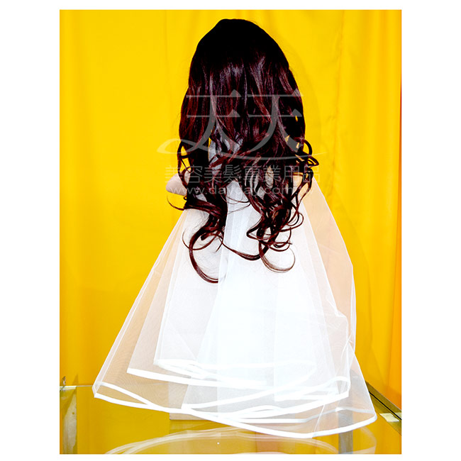 新娘頭紗網1.5尺緞帶滾邊-白色